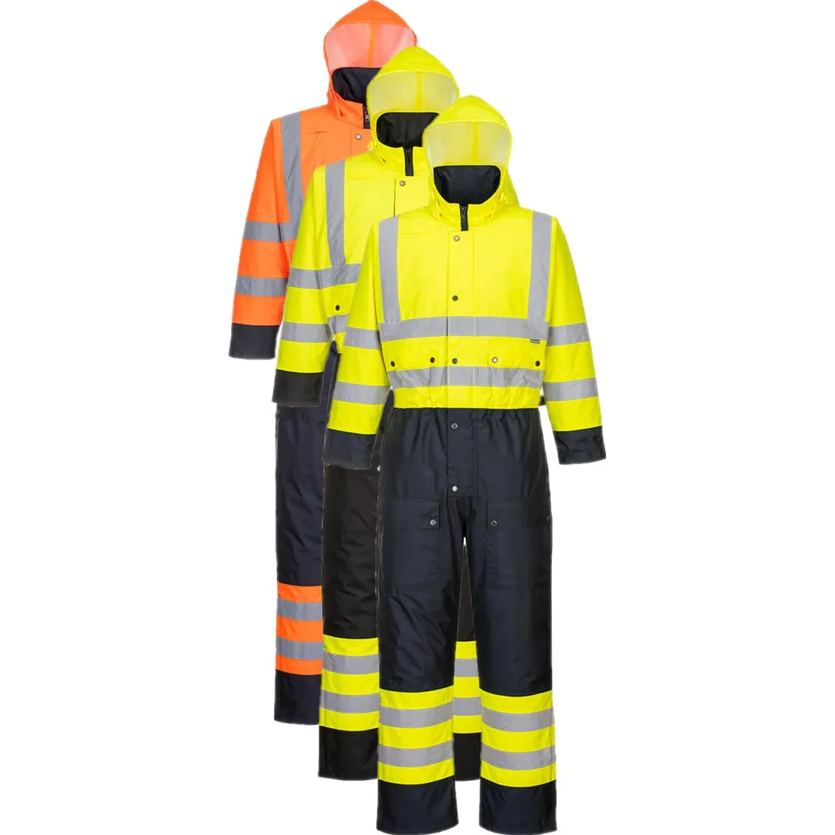 Portwest S485 HI-VIS 2 Farvet Foret Kedeldragt 4XL Orange/Navy