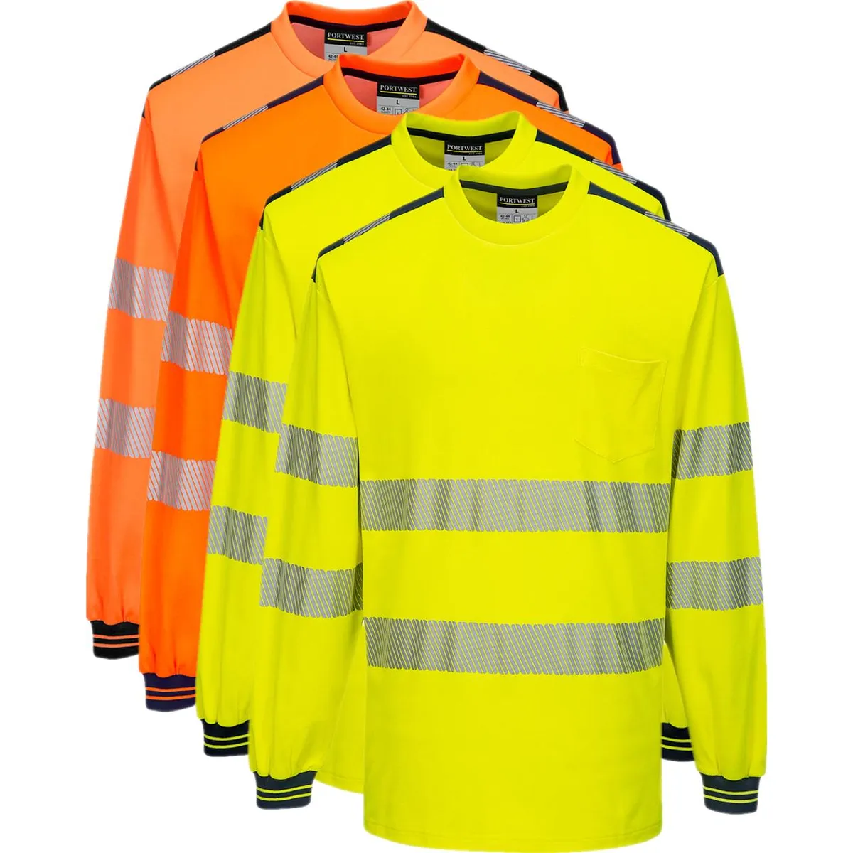 Portwest T185 PW3 Hi-Vis Langærmet T-shirt 3XL Gul/sort