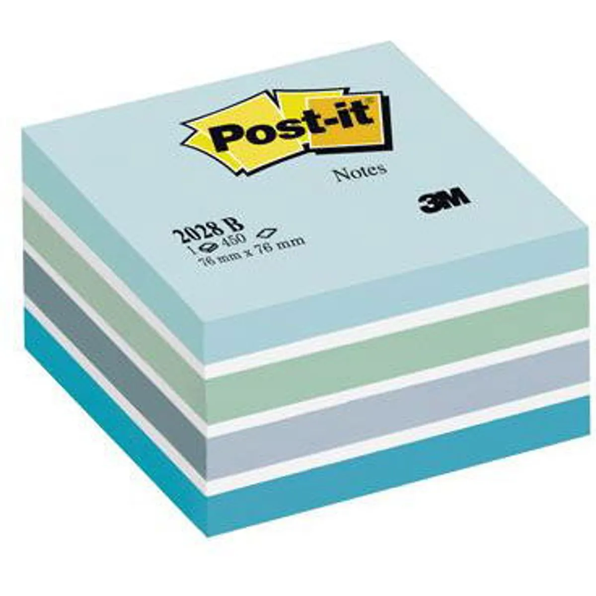 Post-it kubus notes 76 mm pastelbla 450 bl