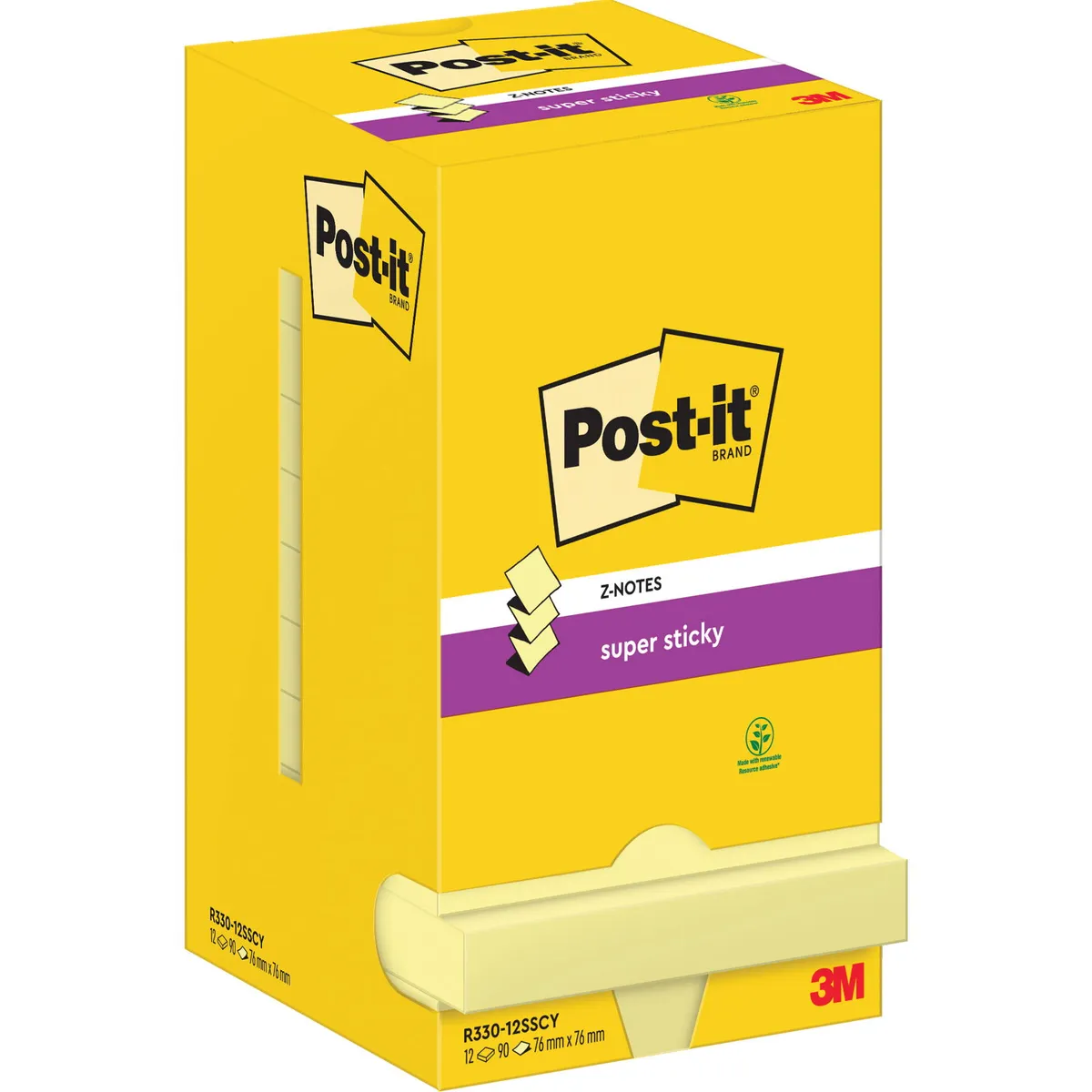 Post-it Super Sticky z-notes 76x76mm gul 12stk