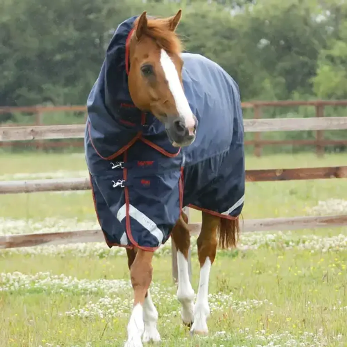 Premier Equine - Titan 450g vinterdækken med Snug-Fit hals - Navy - 5,0" (115cm)