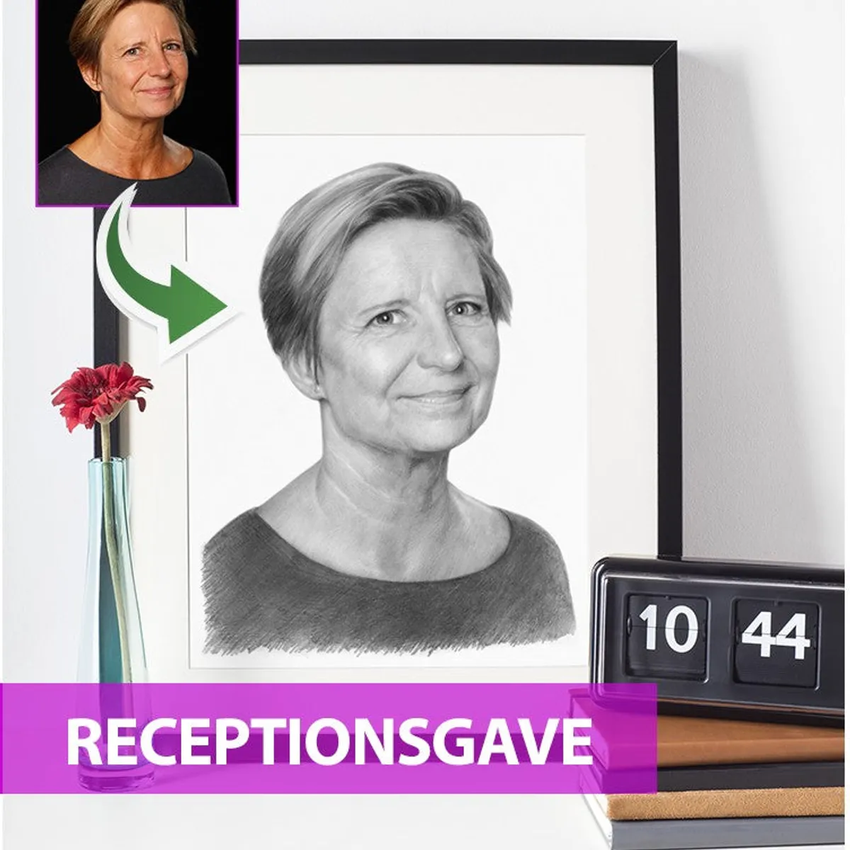 Receptionsgave - Portrættegning efter dine fotos