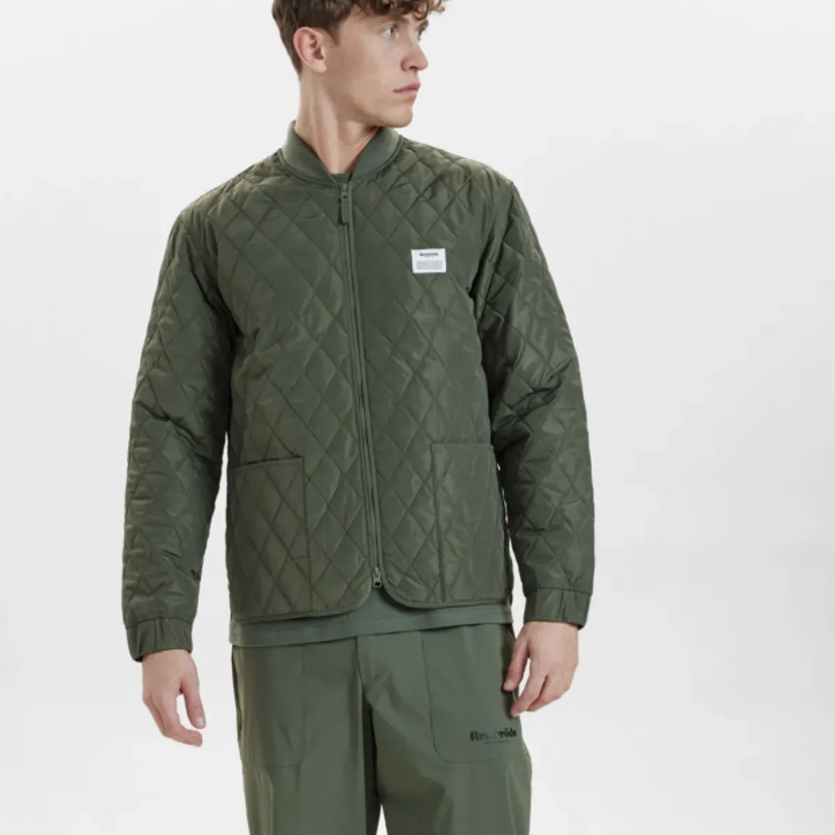 Resteröds quilted zip jakke i grøn til herre