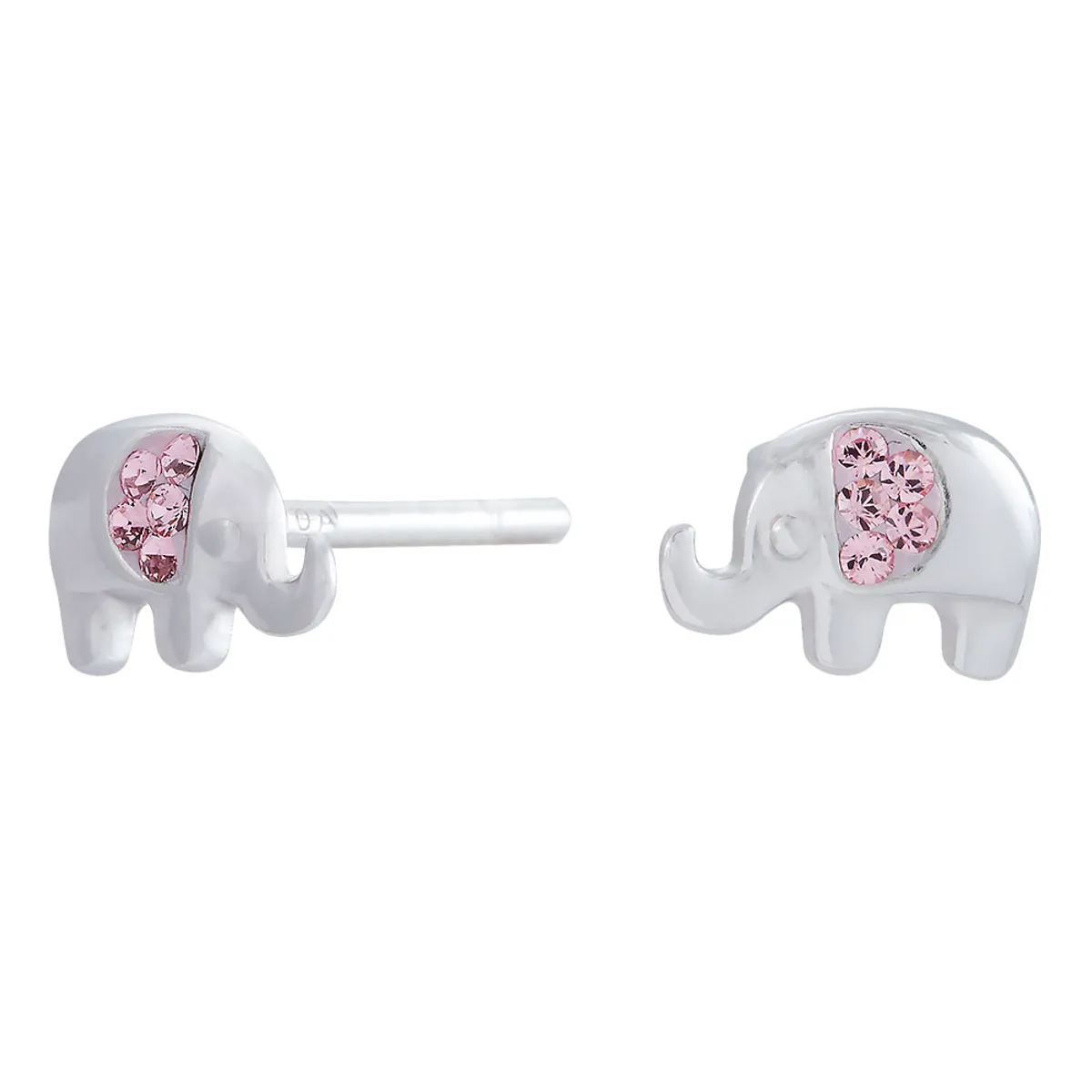 Rhodineret sølv ørestikker elefant m/ pink zirkonia 6mm