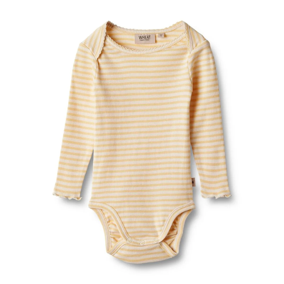 Rie langærmet body - pale apricot stripe - 68