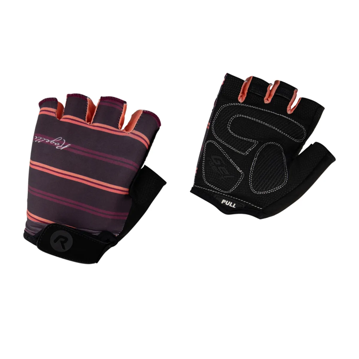 Rogelli Stripe - Cykelhandske - Dame- Gel pude - Bordeaux/Coral - Str. L