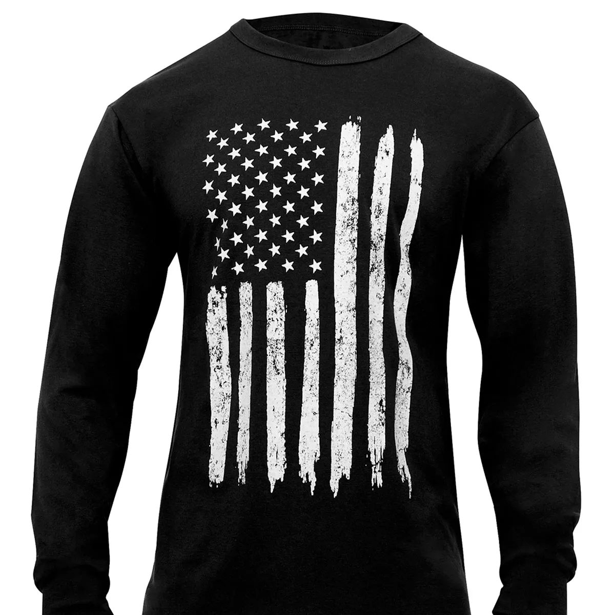 Rothco US Flag Langærmet T-Shirt Sort / Hvid