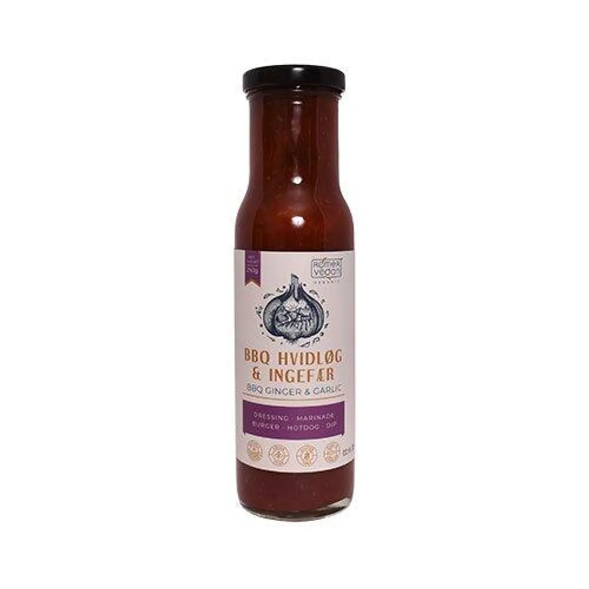 Rømer Vegan BBQ sauce Hvidløg & Ingefær Ø, 250g.