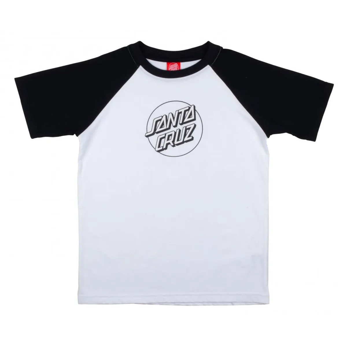 Santa cruz Youth Opus Dot Raglan T-Shirt Hvid/Sort