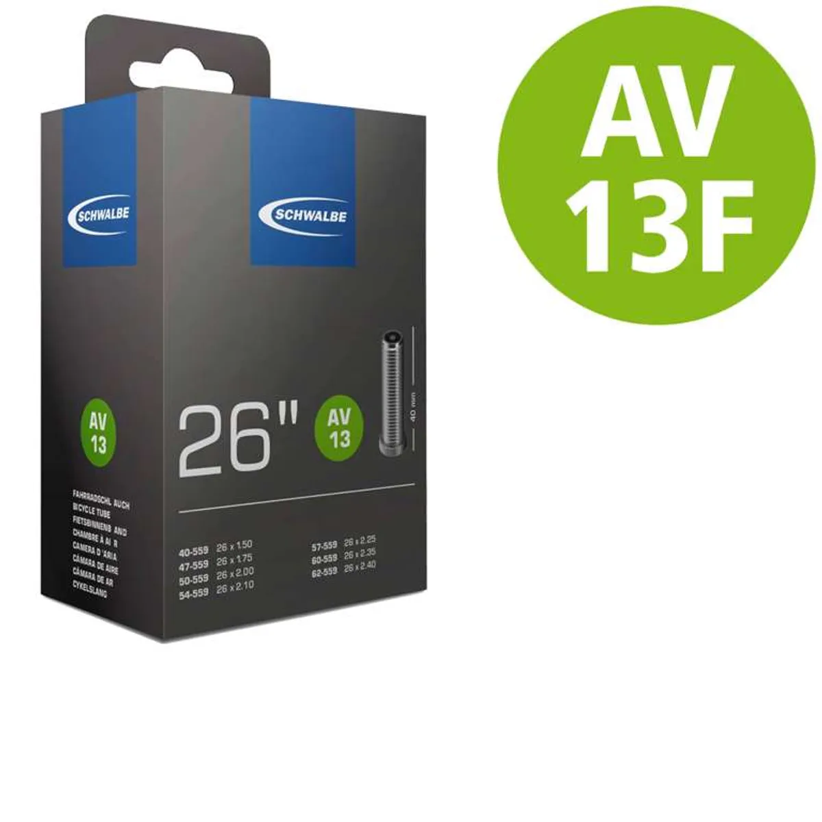 Schwalbe slange 26 x 2,10-3,00 Freeride med 40mm lang Autoventil AV13F