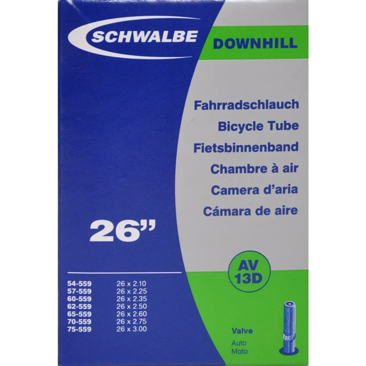 Schwalbe slange 26 x 2,10-3,00 med Auto ventil AV13D