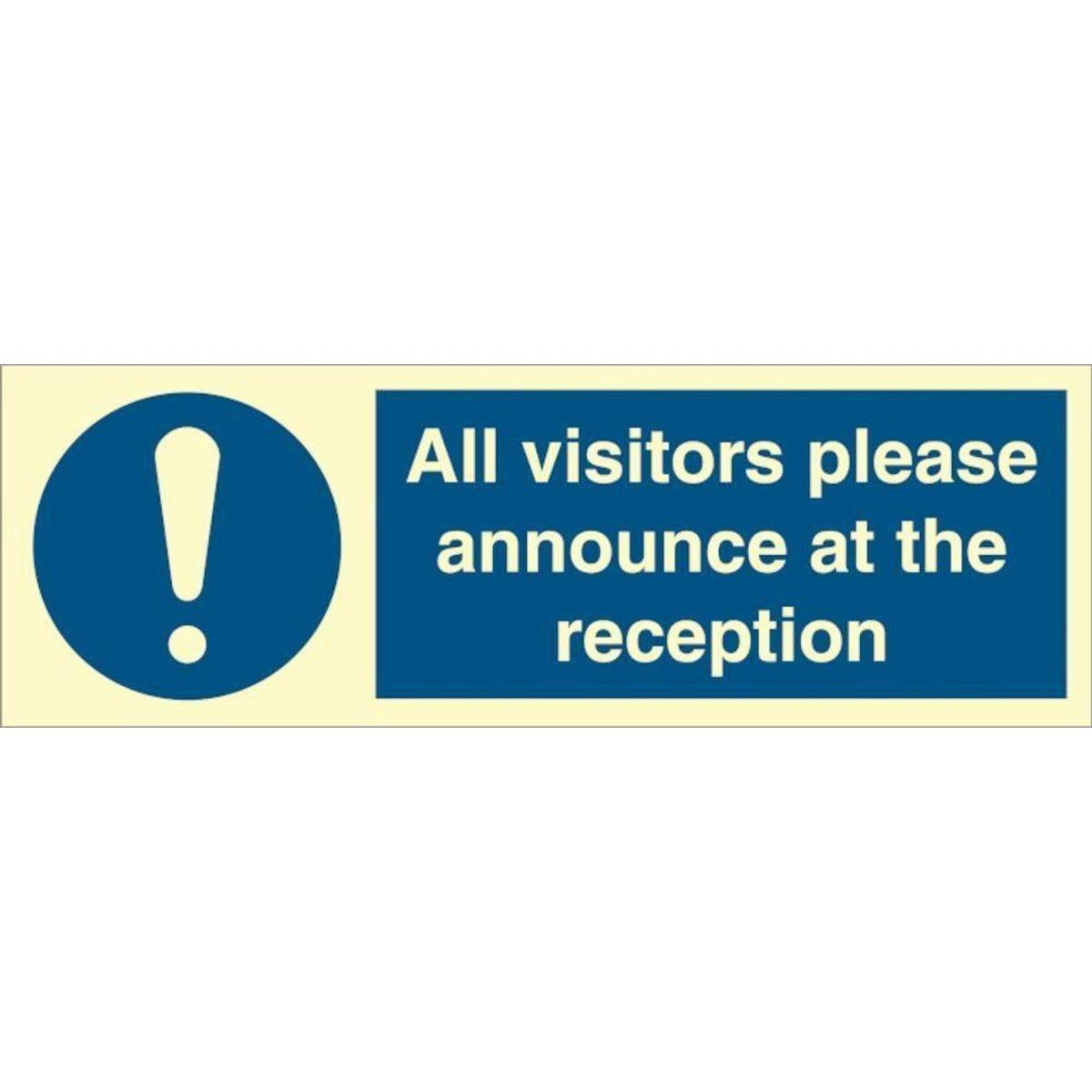 Sign IMO All visitors please announce at the reception 106254