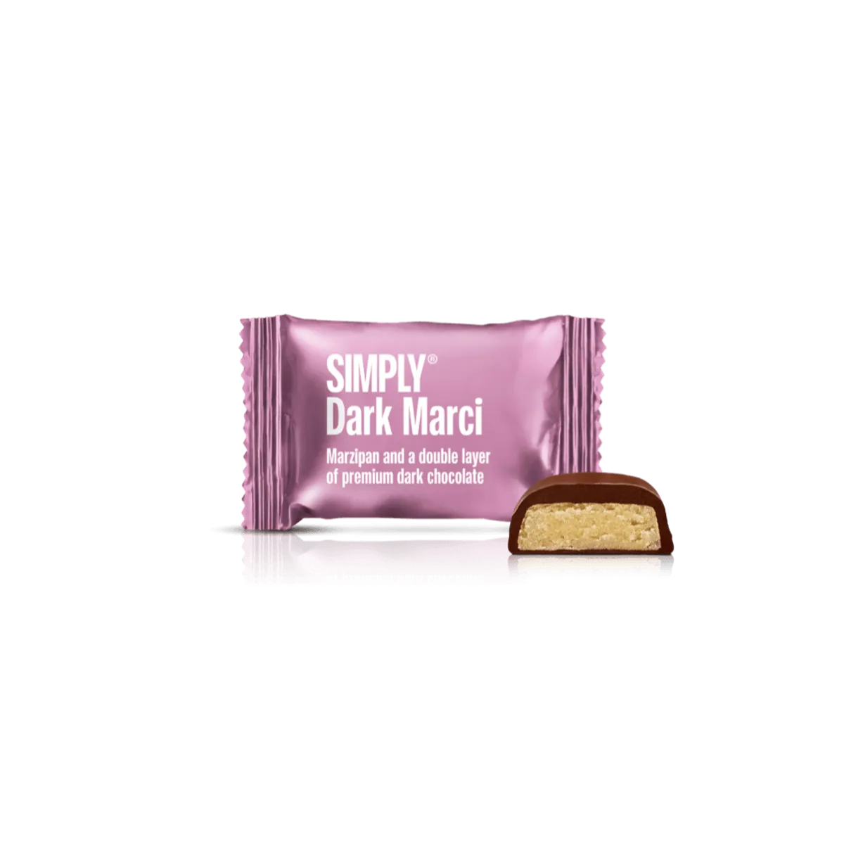 Simply® Dark Marci - 75 Bites | Marcipan og et dobbelt lag premium mørk chokolade