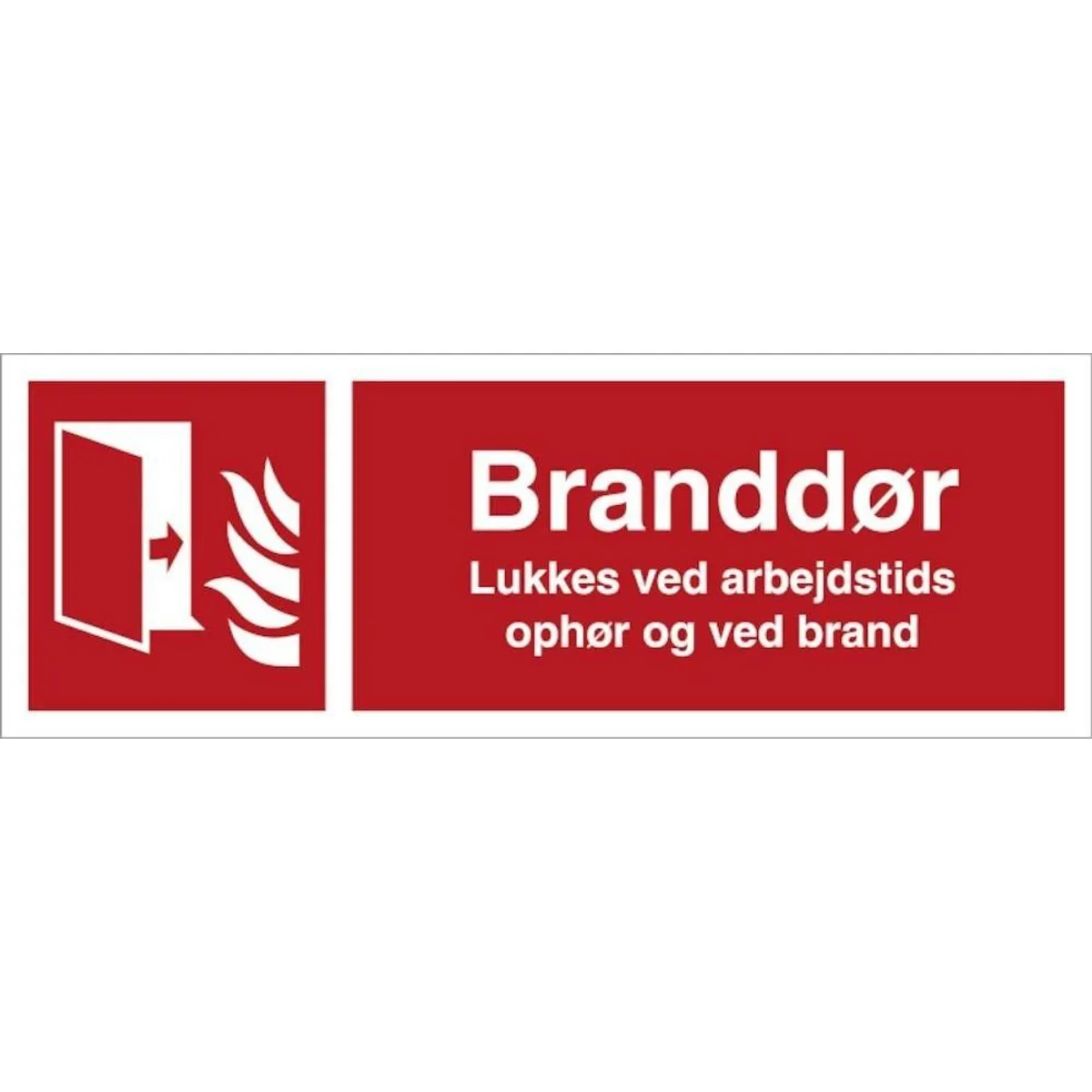 Skilt Branddør lukkes v. arbejdstids ophør/ brand H446