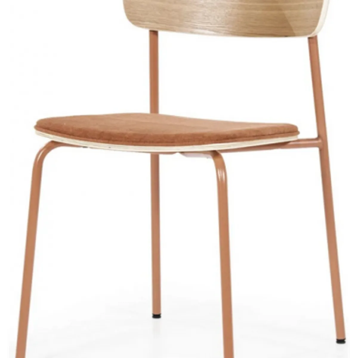 Skola spisebordsstol i metal og finér H77 cm - Terracotta/Natur