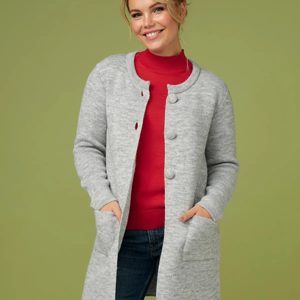 Skovhuus Kvinde Strik Cardigan Stone Grey XL