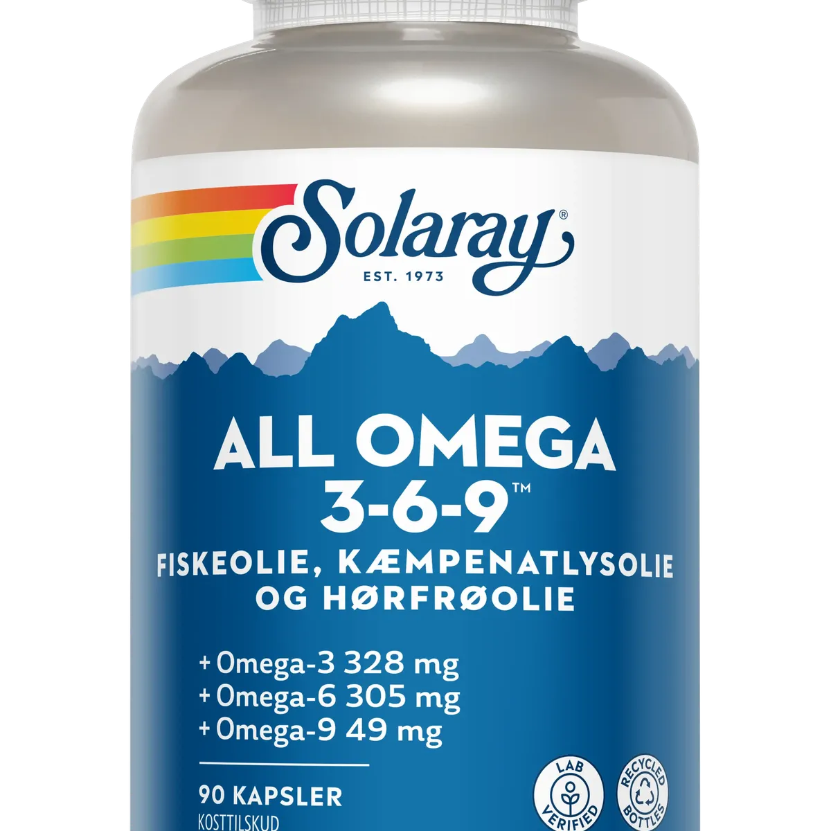 Solaray All Omega 3-6-9 fiskeolie. 90 kapsler