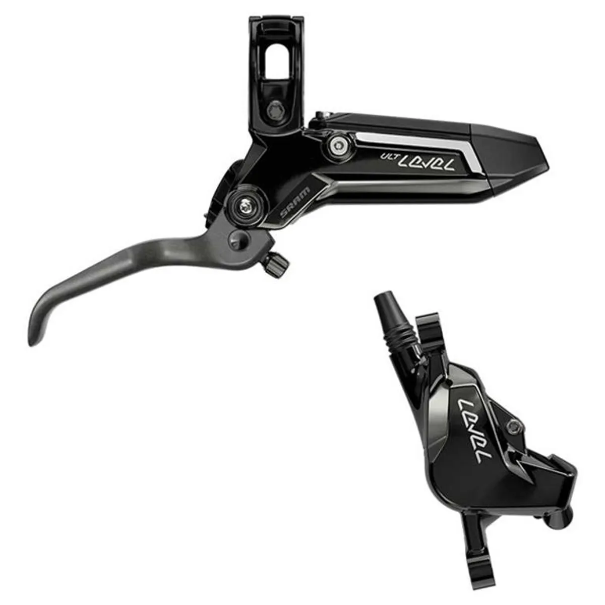 Sram Level Ultimate Stealth - Hydraulisk bremsesæt - 2 Stempler - Bag - Carbon greb - Sort