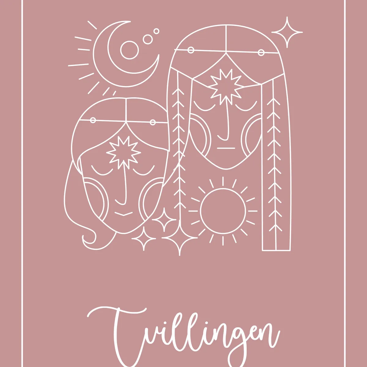 STJERNETEGN TVILLINGEN PLAKAT (21.05 - 21.06) - 50x70 / Blush