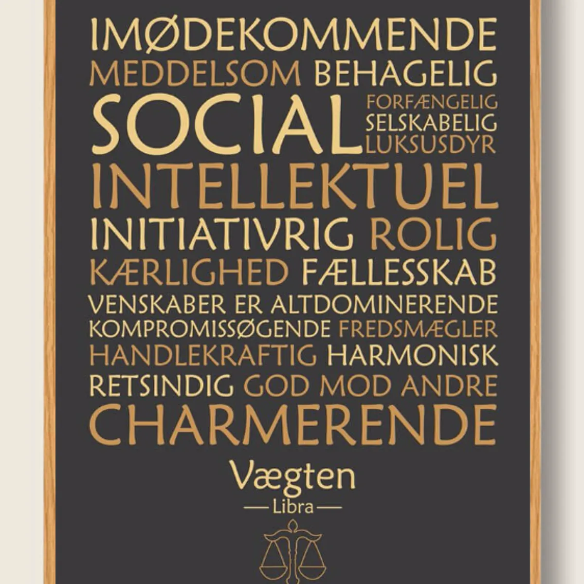 Stjernetegn vægten (sort) - plakat (Størrelse: L - 50x70cm (B2))