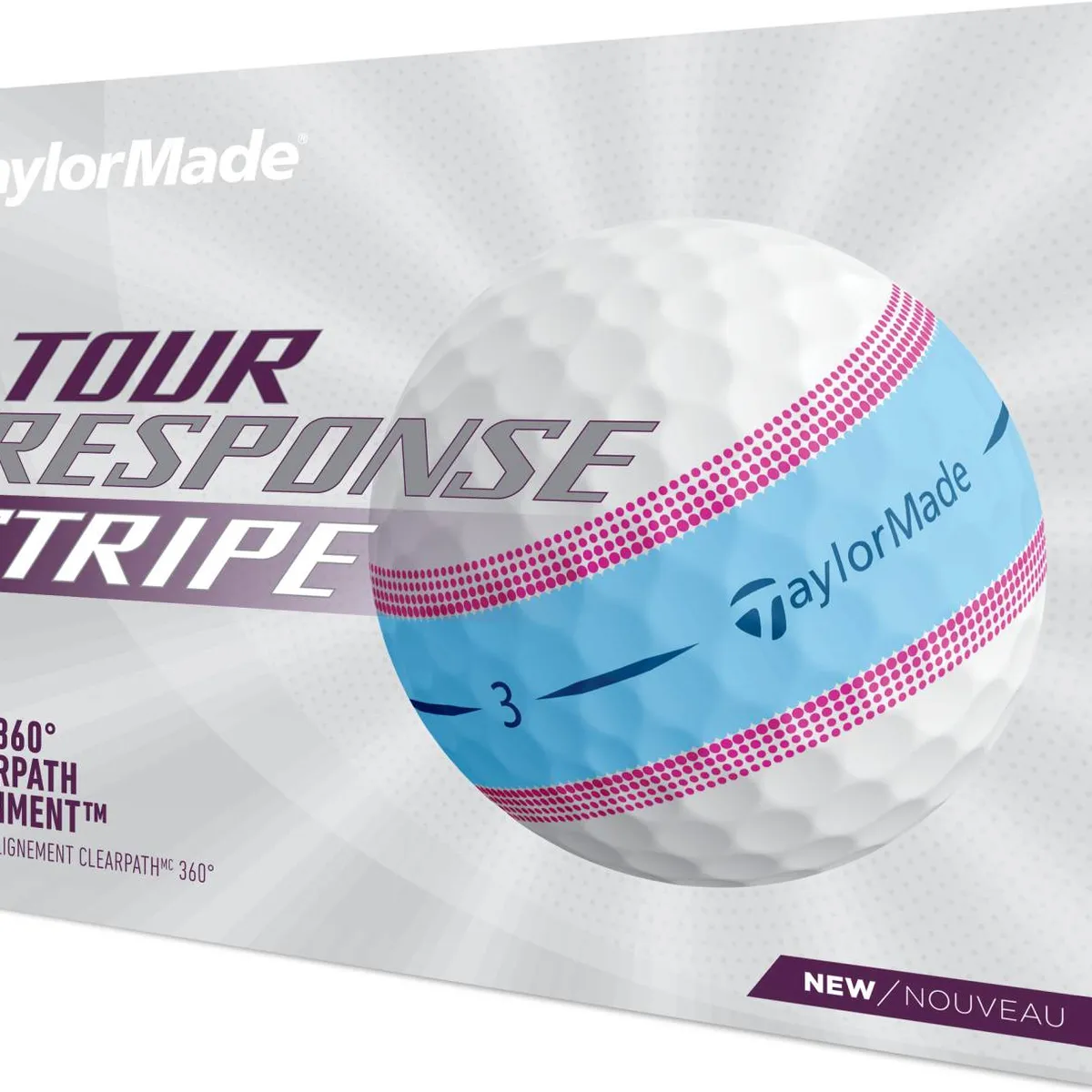 Taylormade Tour Response Stripe Golfbolde - Hvid/Blå/Pink