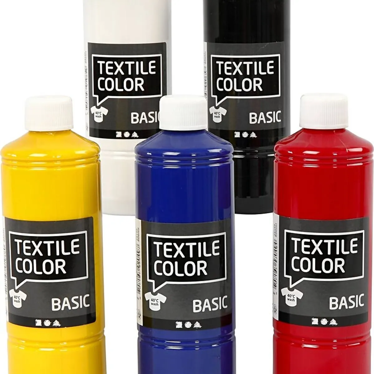 Tekstilmaling - Textile Color Basic - Primærfarver 5x500 Ml