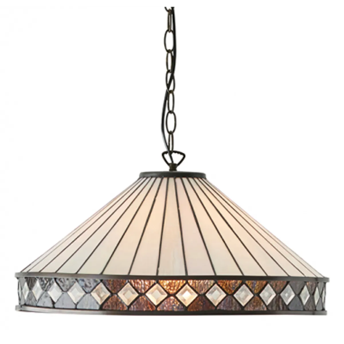 Tiffany Fargo Loftlampe i stål og glas Ø50 cm 1 x E27 - Antik bronze/Multi