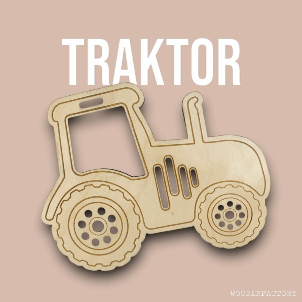 Traktor i træ - Fineret valnød / Nej tak