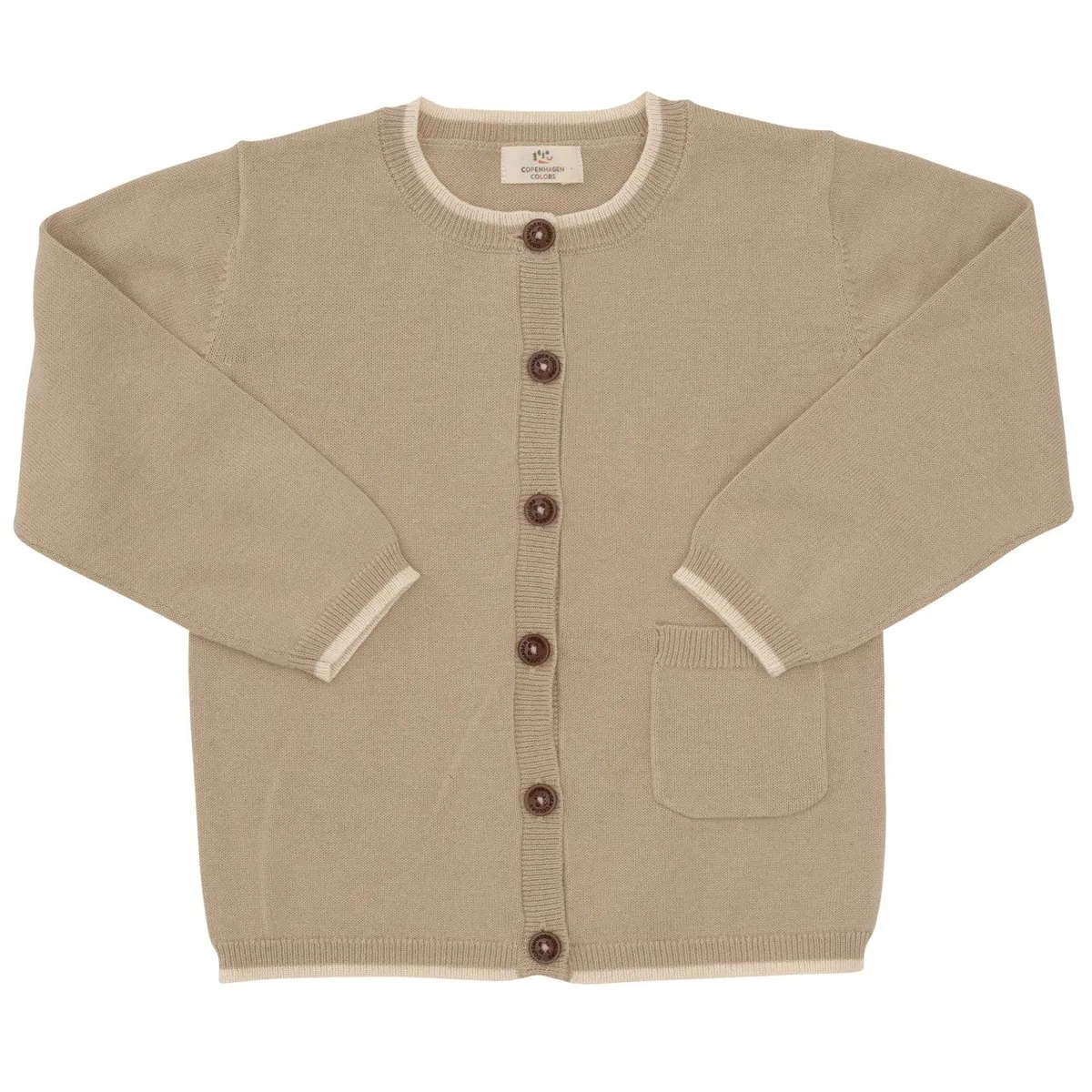 TYNDT STRIKKET CARDIGAN M. LOMME - LT TAUPE - LT TAUPE / 128