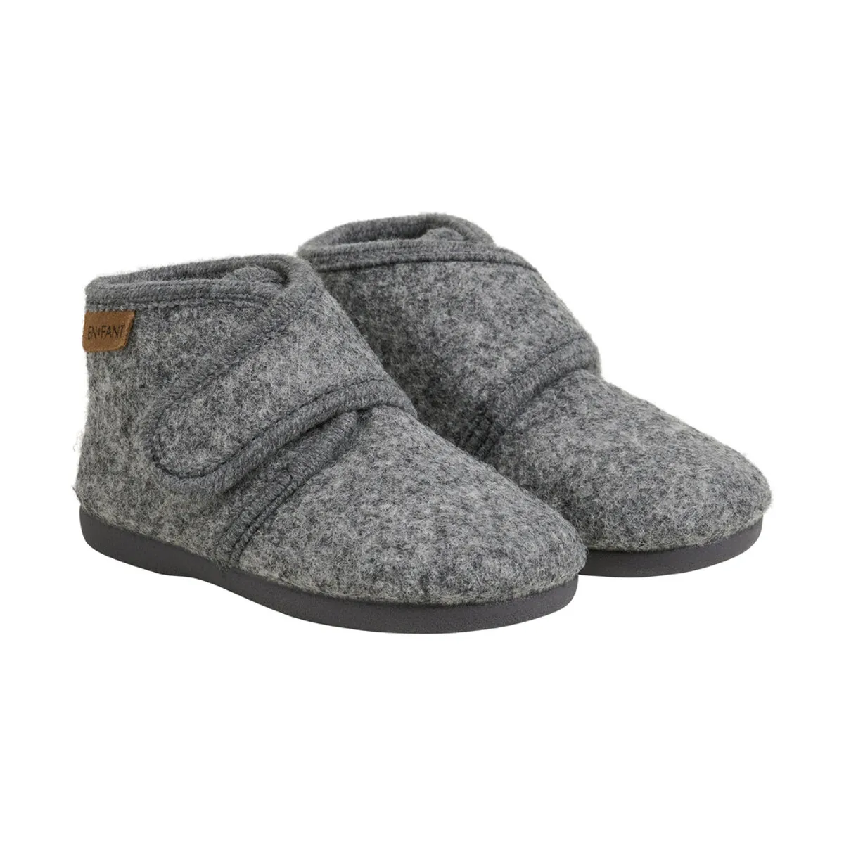 Uldhjemmesko velcro - Dark Gray Melange - 21