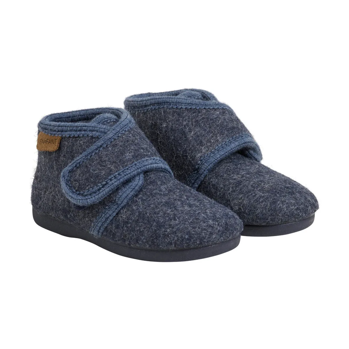 Uldhjemmesko velcro - Navy Melange - 22