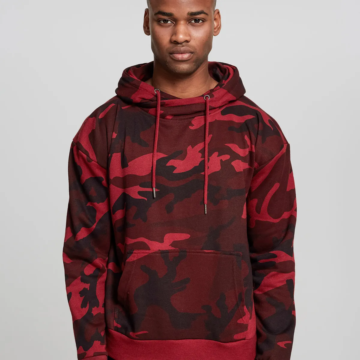 Urban Classics Camo Hoodie Høj hals Bordeaux camo