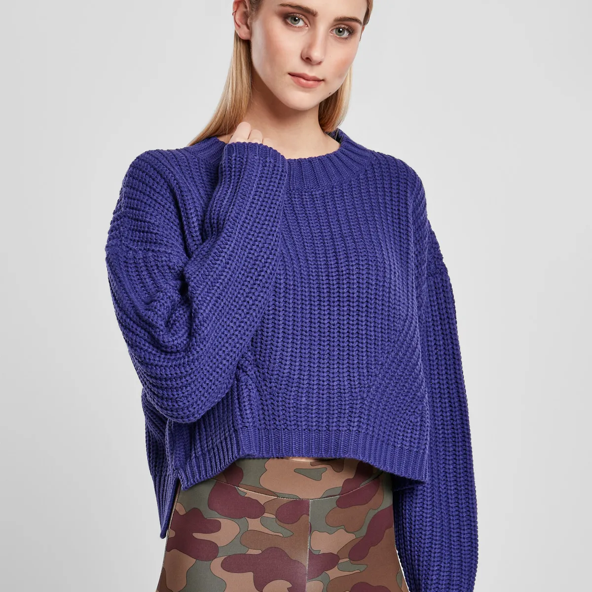 Urban Classics Dame Bred Oversize Sweater Blå Lilla