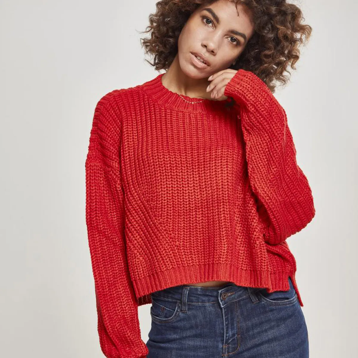 Urban Classics Dame Bred Oversize Sweater Fire red