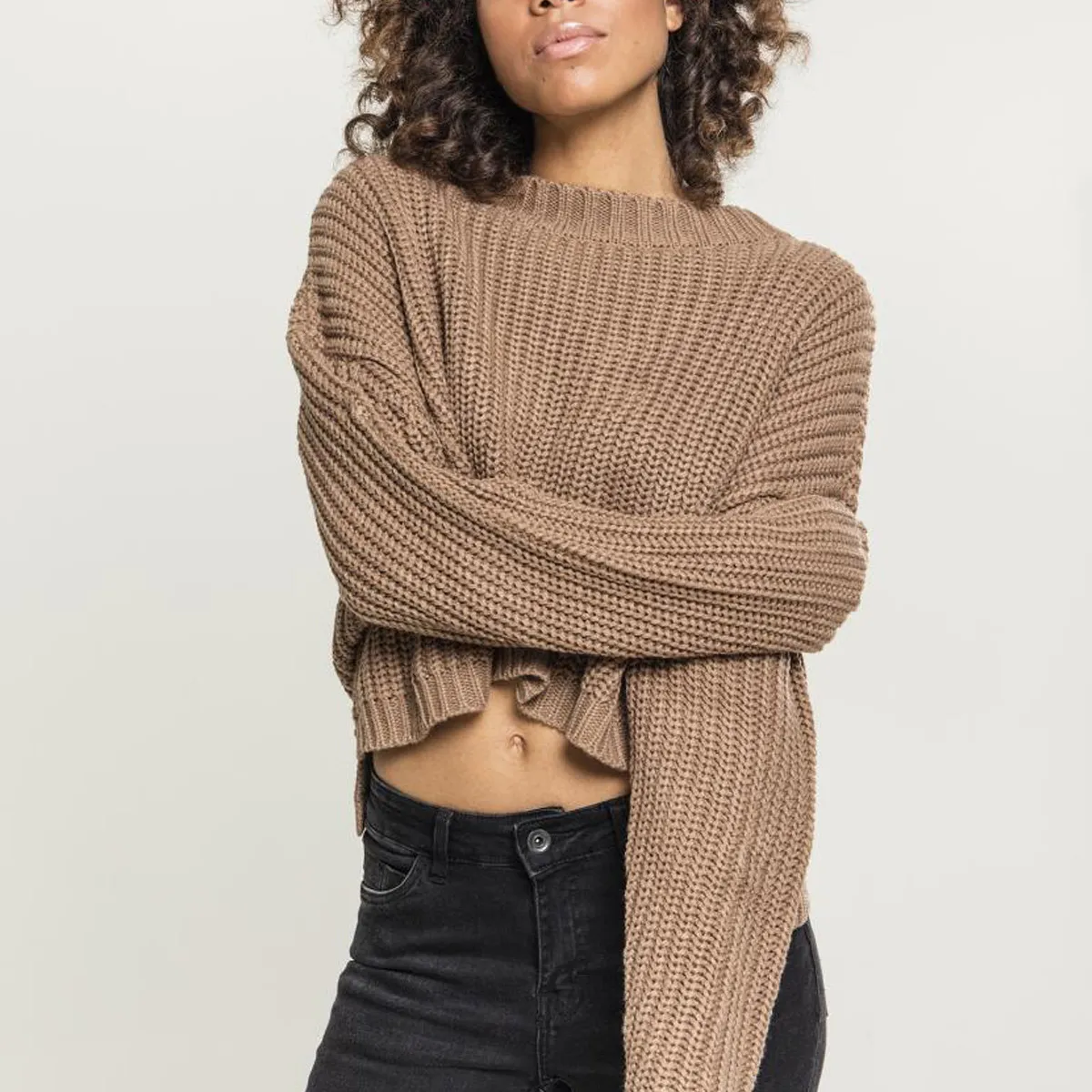 Urban Classics Dame Bred Oversize Sweater Taupe