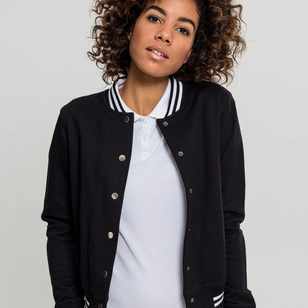 Urban Classics Dame College Sweat Jakke Sort / Sort