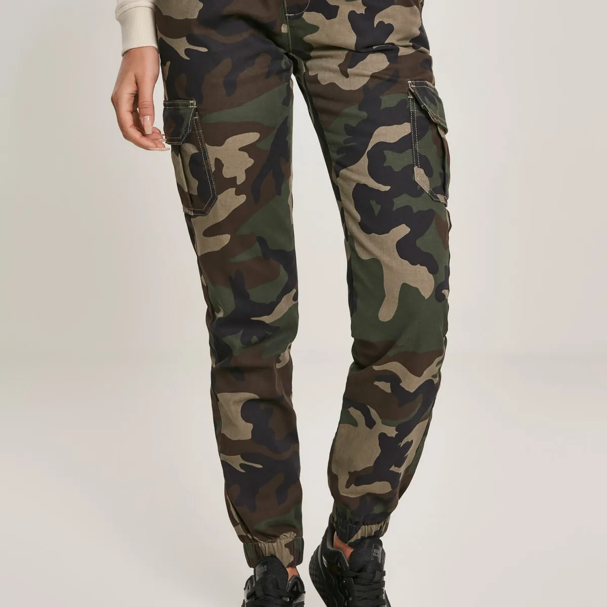 Urban Classics Dame High Waist Camo Cargobukser Woodland