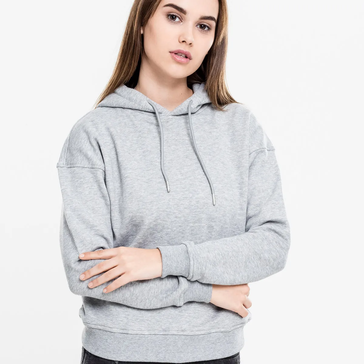 Urban Classics Dame Hoodie Grå