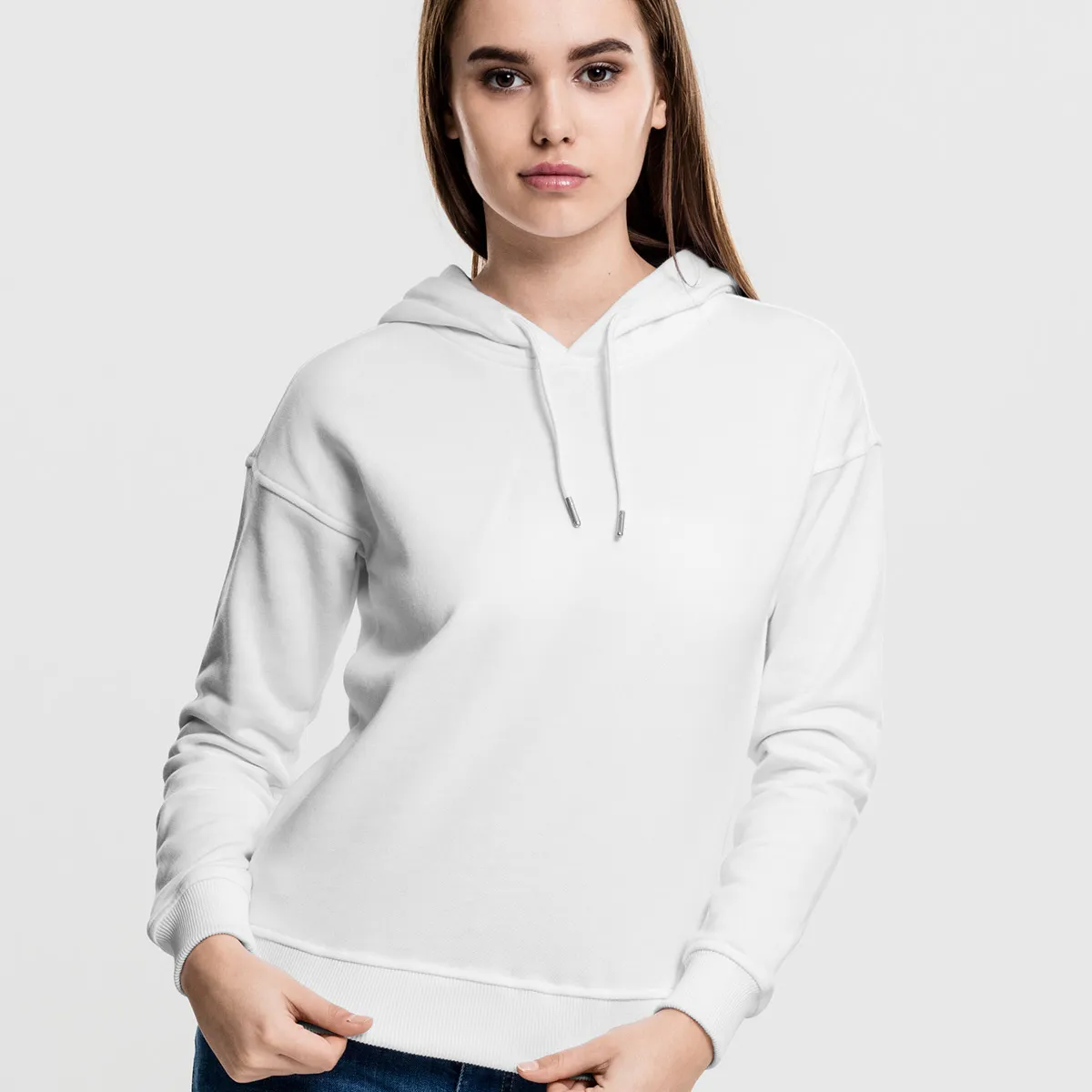 Urban Classics Dame Hoodie Hvid