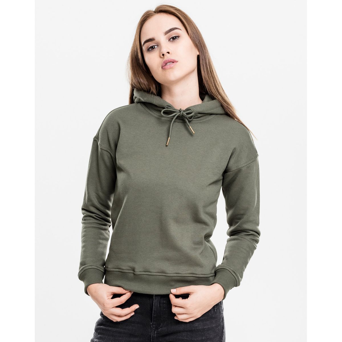 Urban Classics Dame Hoodie Oliven