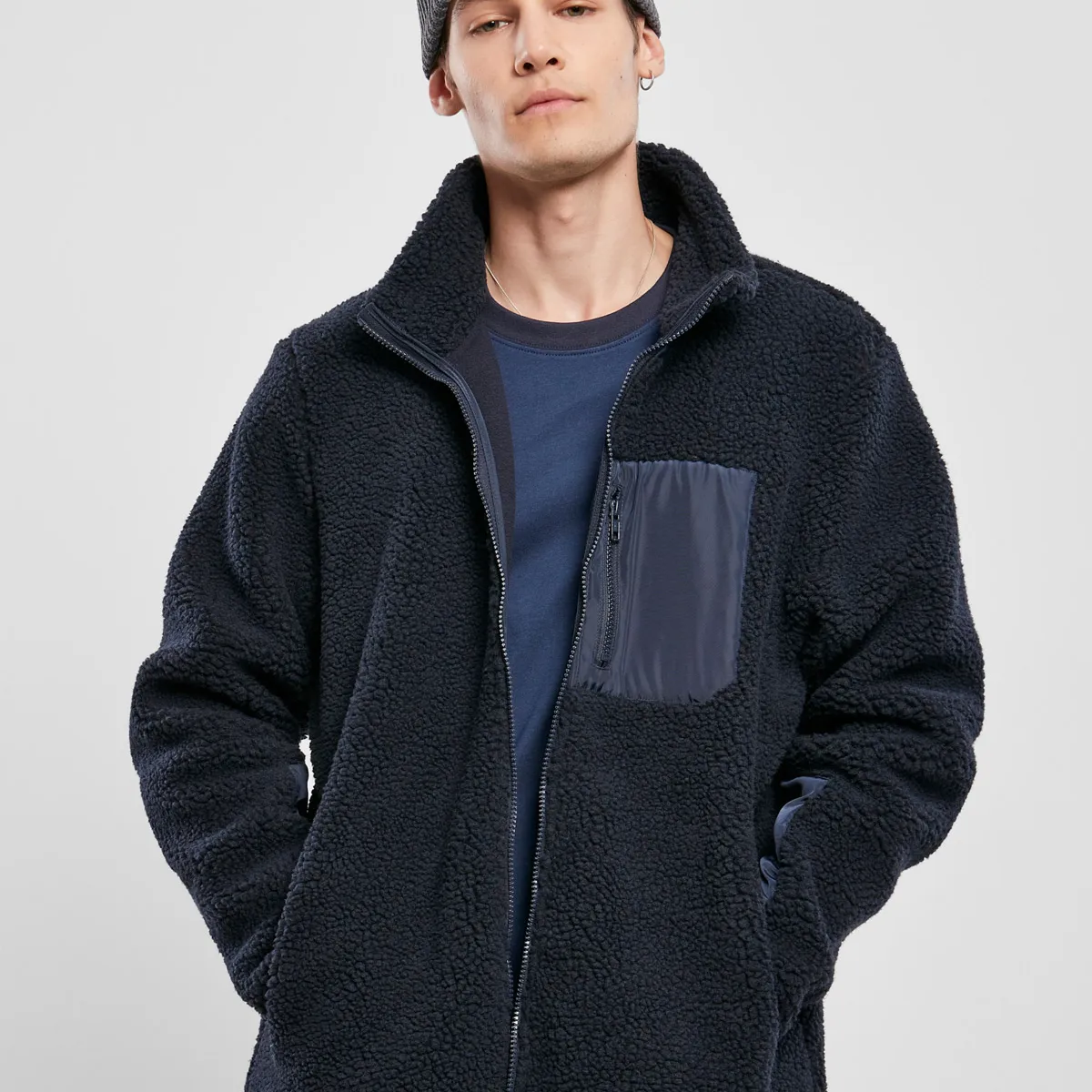 Urban Classics Sherpa Jakke Midnight Navy