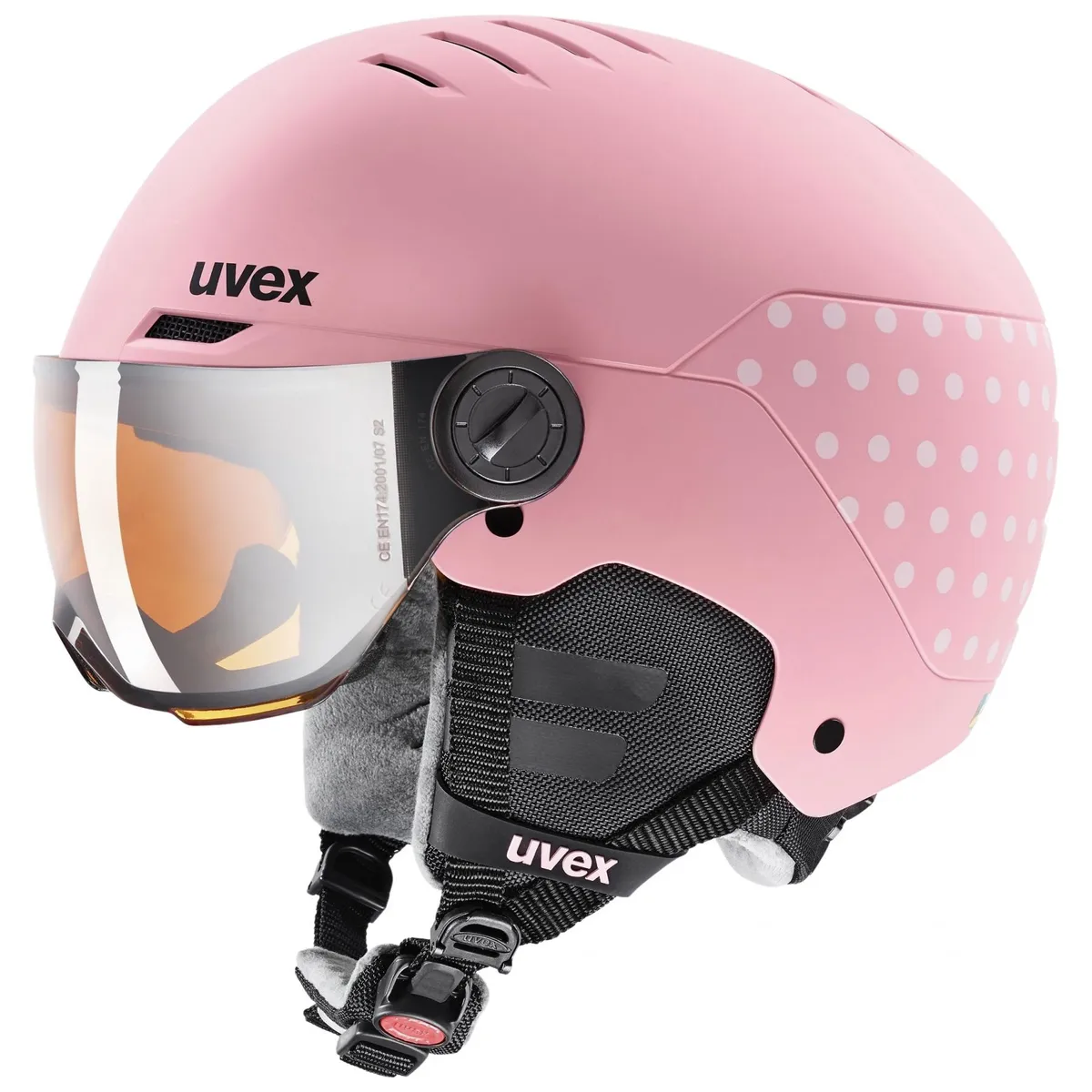 Uvex Rocket JR Visor, skihjelm med visir, junior, lyserød