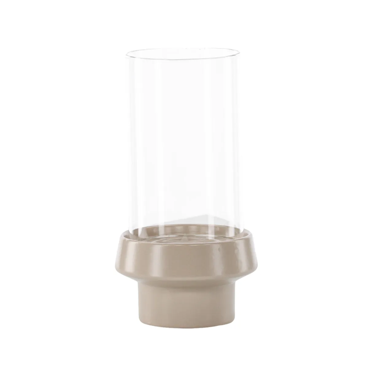 VENTURE DESIGN Davida lysestage, rund - klar glas og beige stentøj (15xH29)