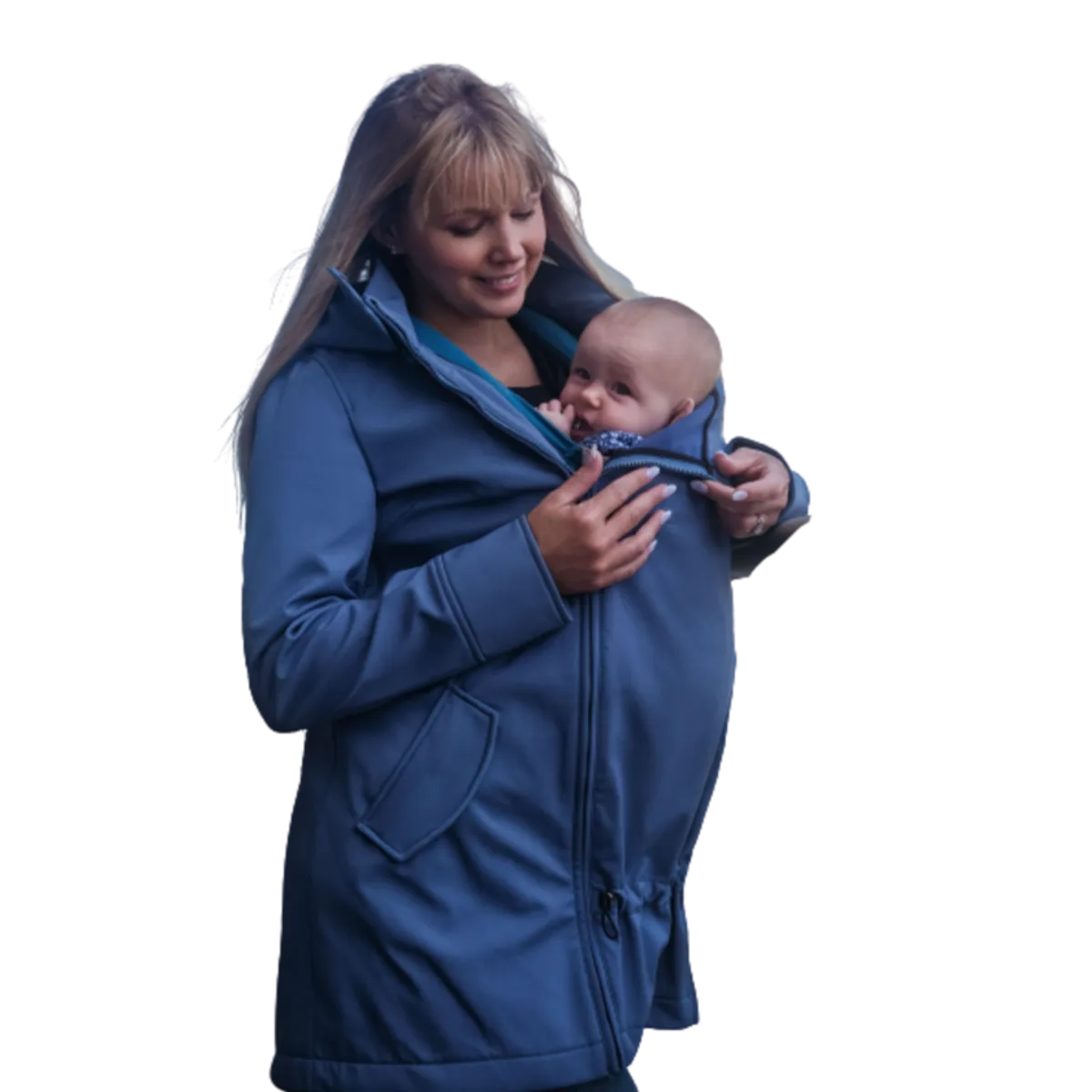 Wombat & Co. 4-i-1 softshell overgangsjakke til gravide/bærejakke - Light Blue - L