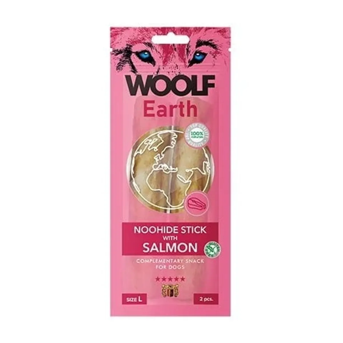 WOOLF Earth Noohide Sticks, 2 stk large, Salmon