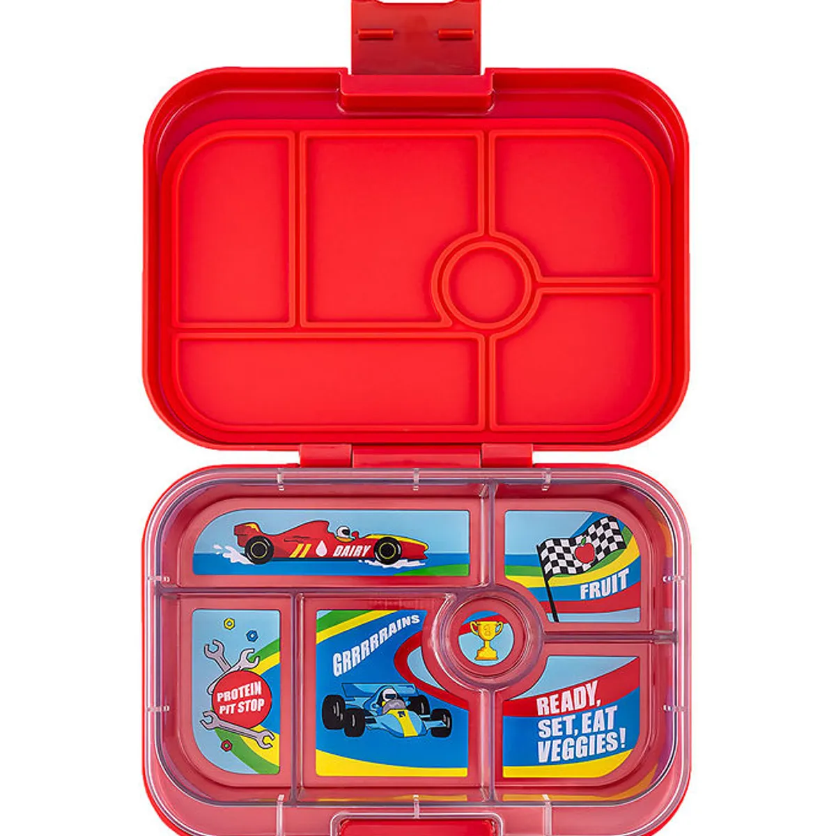 Yumbox Madkasse m. 6 Rum - Bento Original - Roar Red - Race Cars