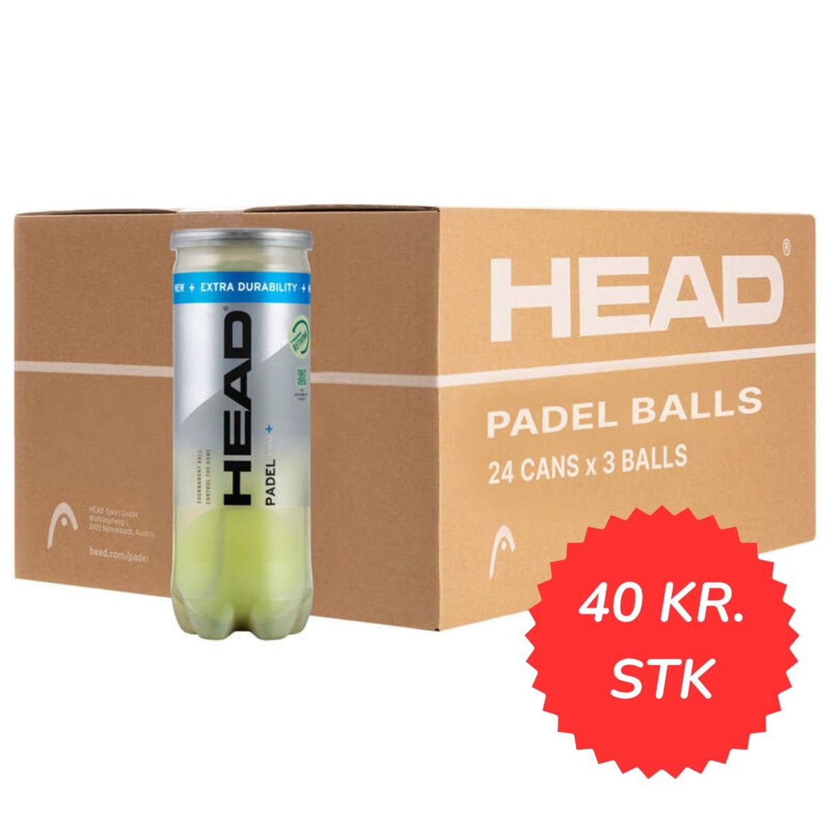 1 kasse med Head Padel Pro+ Padelbolde (24 rør)