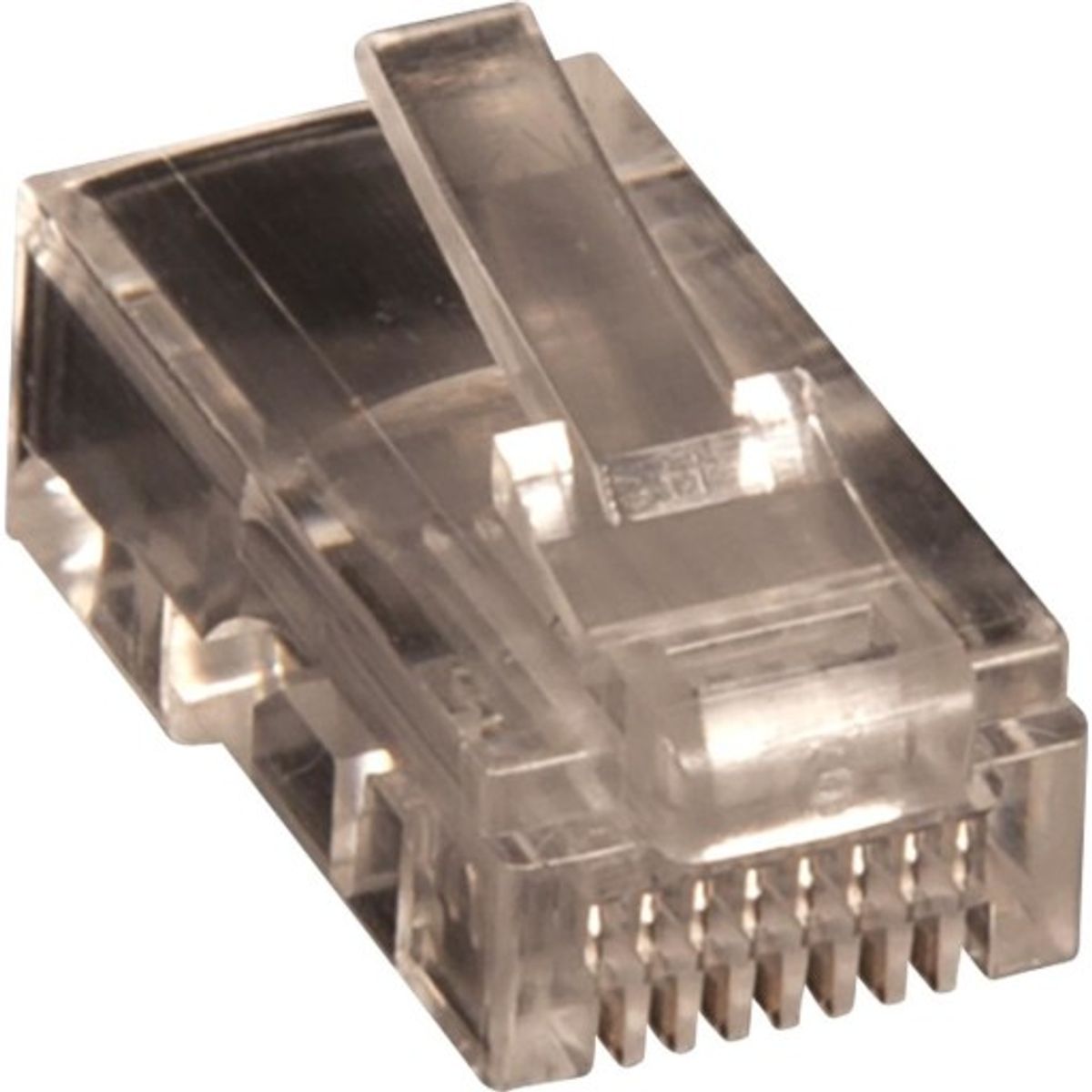 10 stk Lan-com modular plug, kat.5E RJ45 UTP 8/8, fladt flerkoret kabel