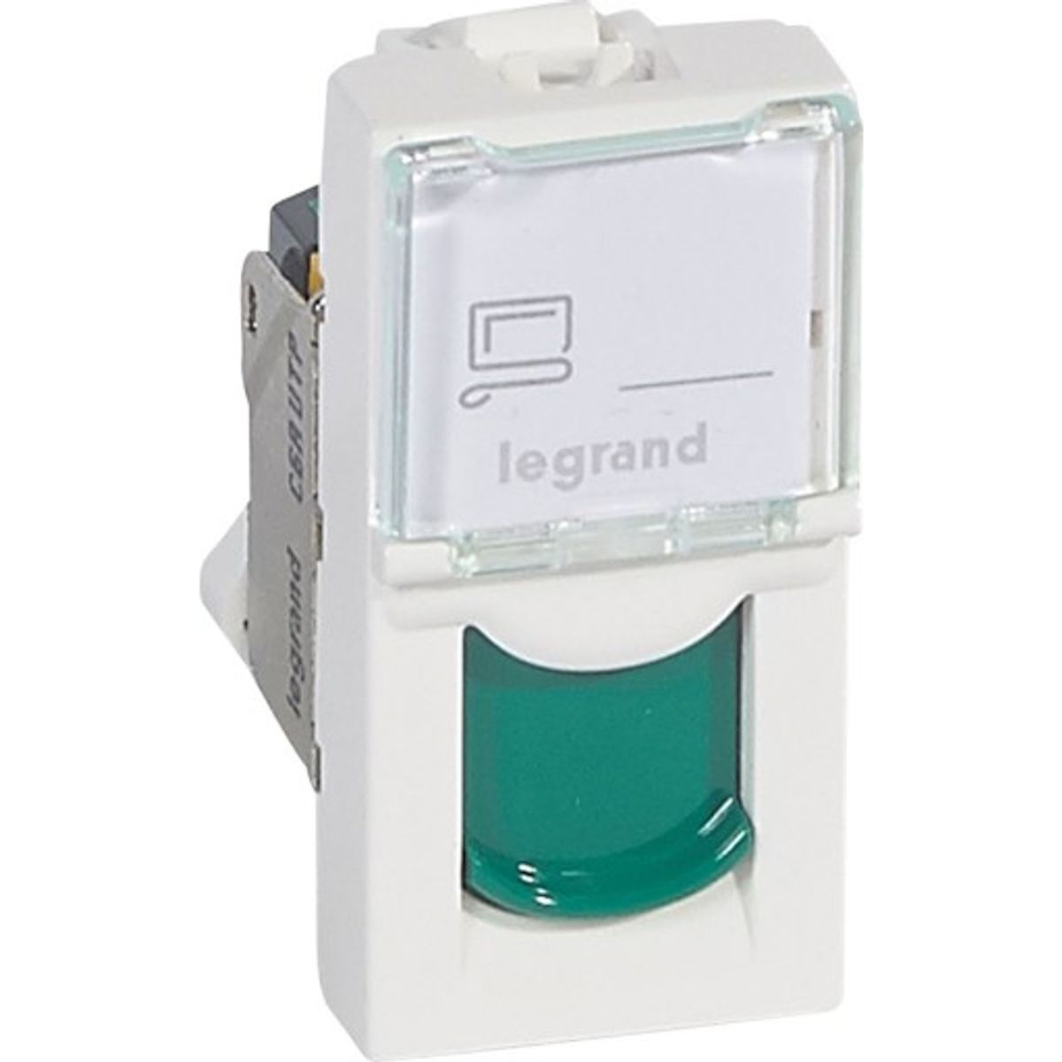 10 stk Mosaic dataudtag RJ45 Cat-6A UTP 1M grøn klap hvid