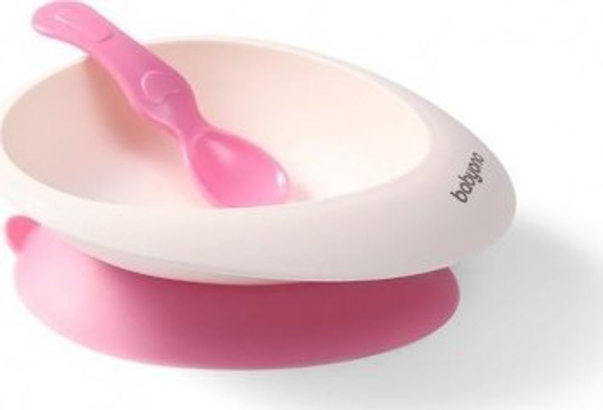 1077/02 Bowl With Suction Cup And Spoon Pink